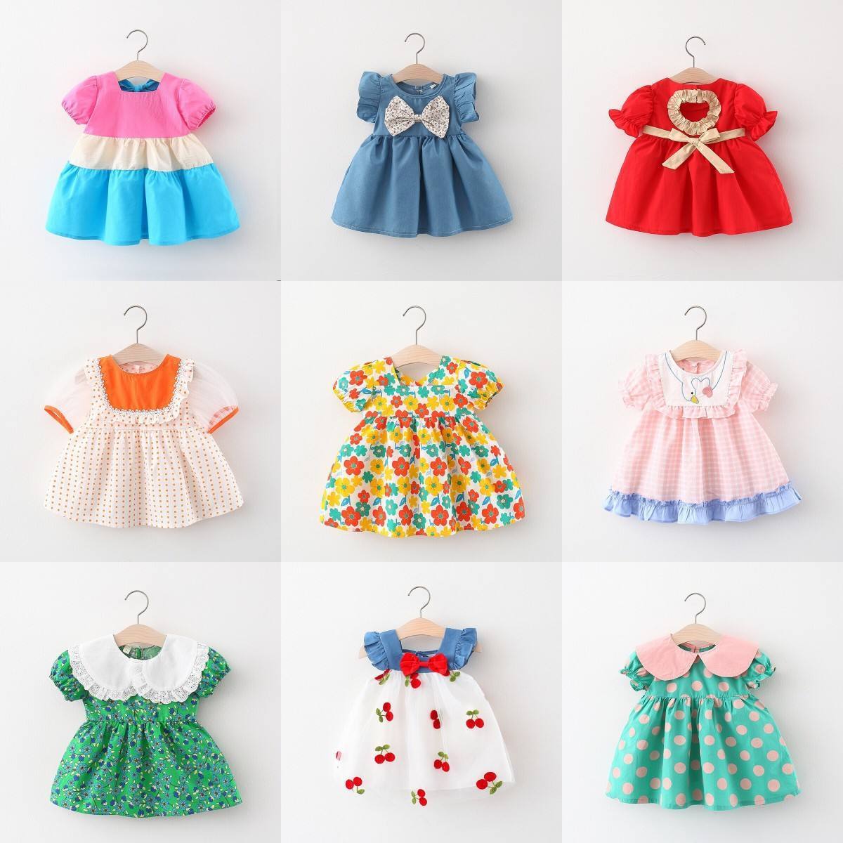 2023 Spring Infant Clothes Fashion Children's Dress 100% Cotton Embroidery Bubble Sleeve Baby Dress