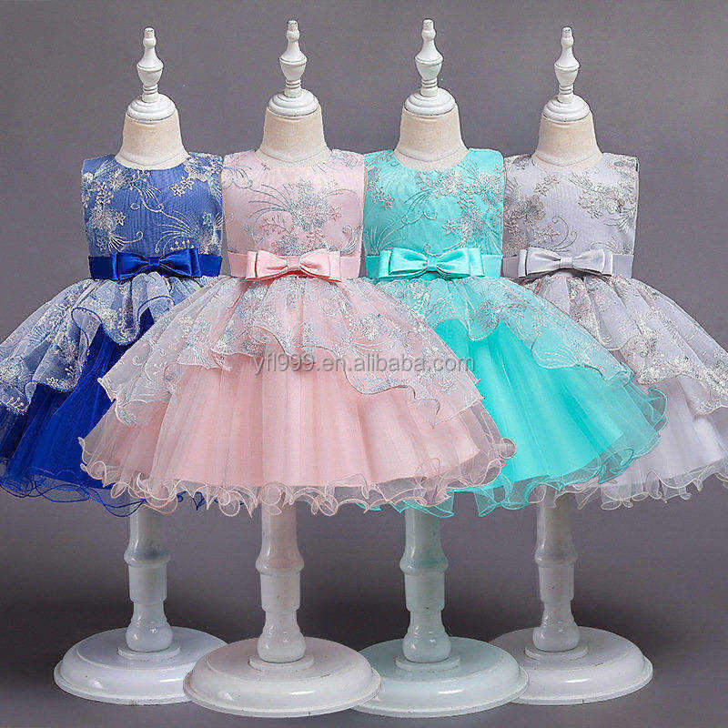 2023 baby girls princess dress bow lace princess clothes for girls flower children's dresses