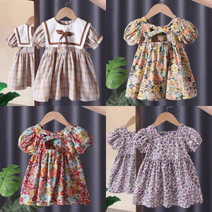 2023 Spring Infant Clothes Fashion Children's Dress 100% Cotton Embroidery Bubble Sleeve Baby Dress