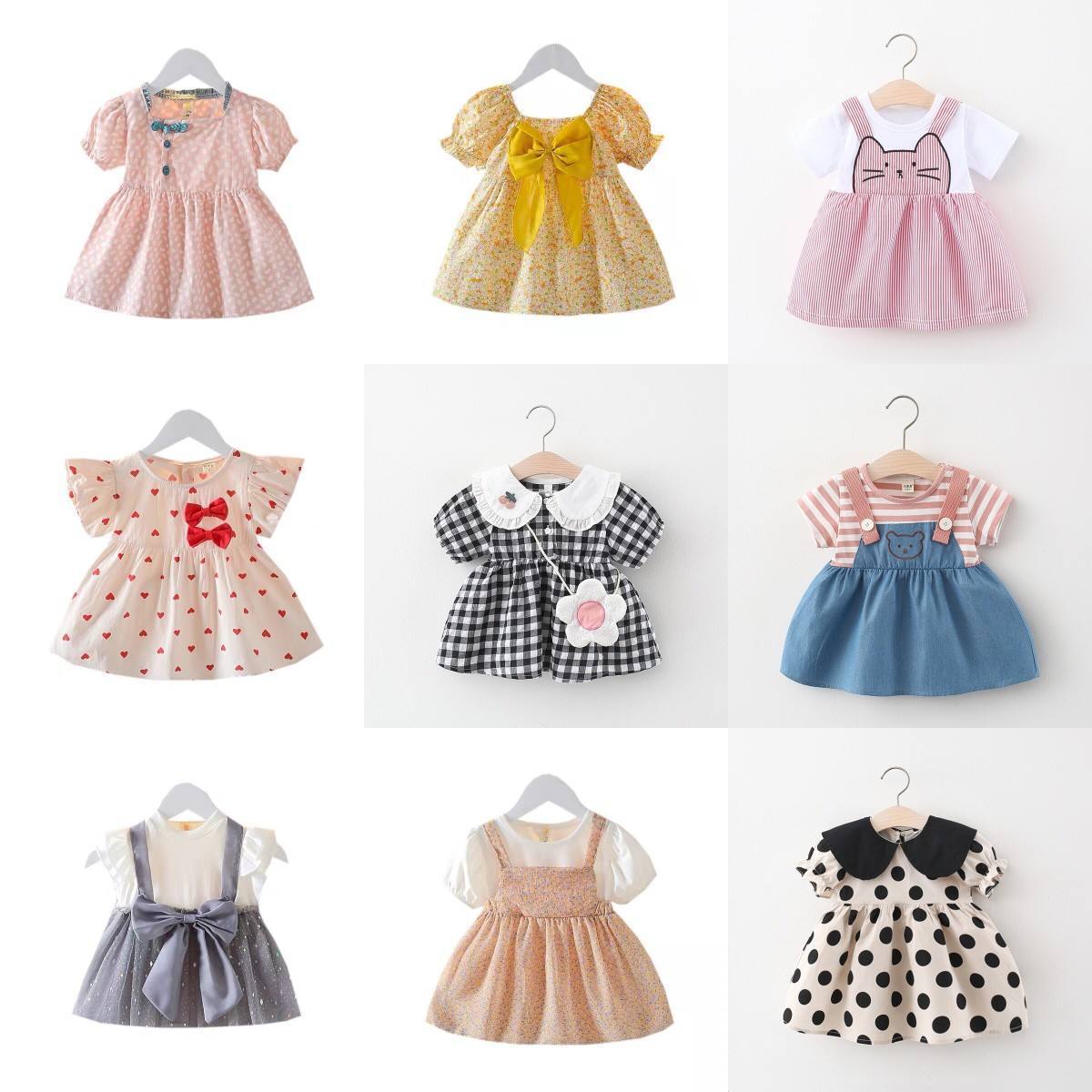 2023 Spring Infant Clothes Fashion Children's Dress 100% Cotton Embroidery Bubble Sleeve Baby Dress