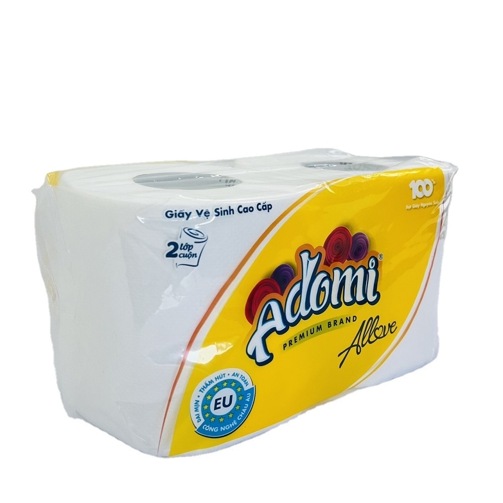 Customized Papier Toilette Toilet Paper 1-2 ply Core Bathroom Tissue Adomi Allove Using For Restroom in Household, Office, Hotel