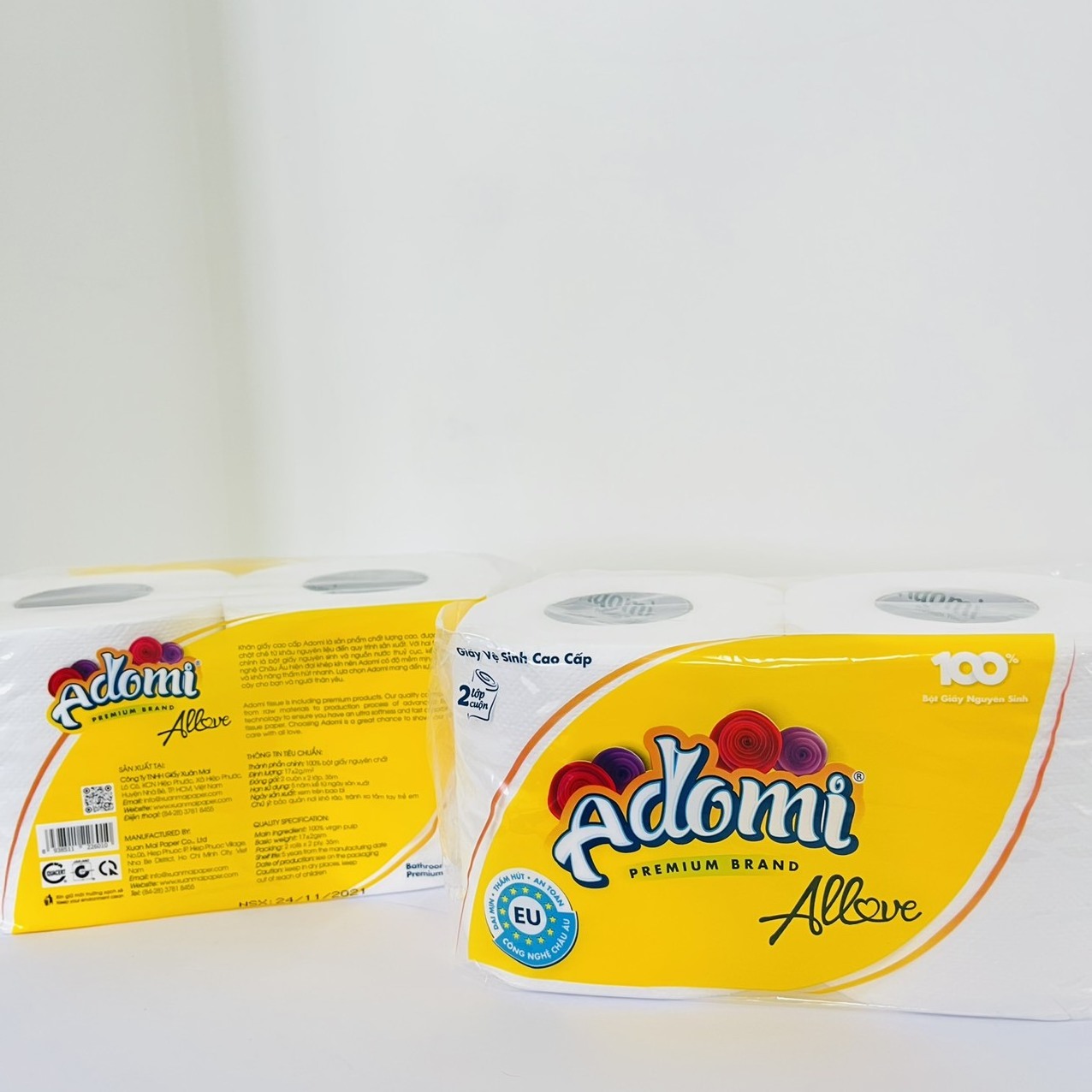 Customized Papier Toilette Toilet Paper 1-2 ply Core Bathroom Tissue Adomi Allove Using For Restroom in Household, Office, Hotel