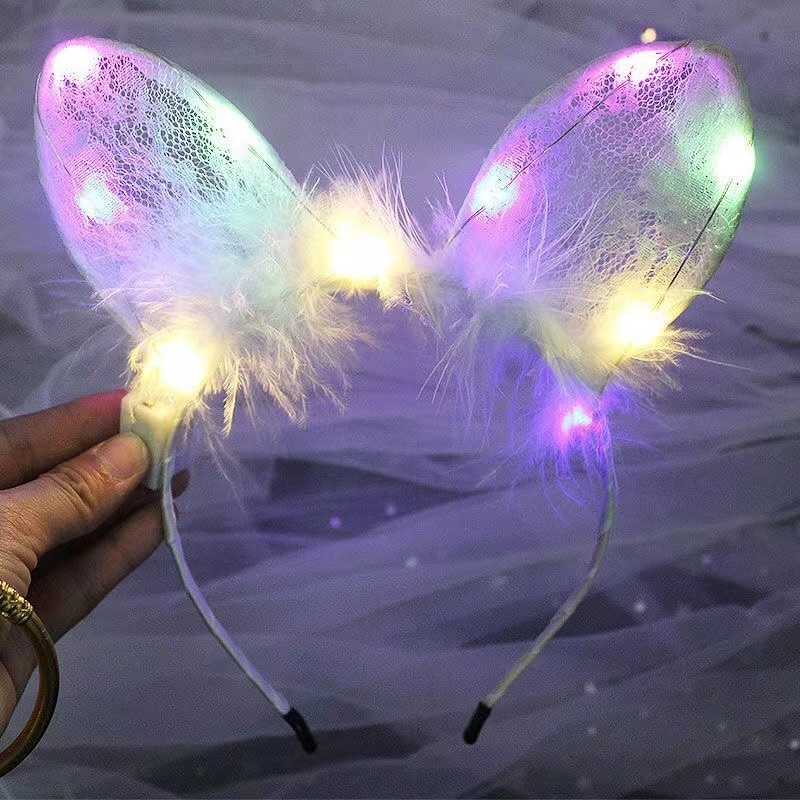 Cat Hairhoop with Feather Flashing light Toys for Kids Luminous 2023 New Arrivals  Electric Light Toy