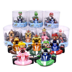 XRH Hot selling cartoon car 7pcs/set Marios kart toys mario luigi action figure pull-back vehicle for kids gift