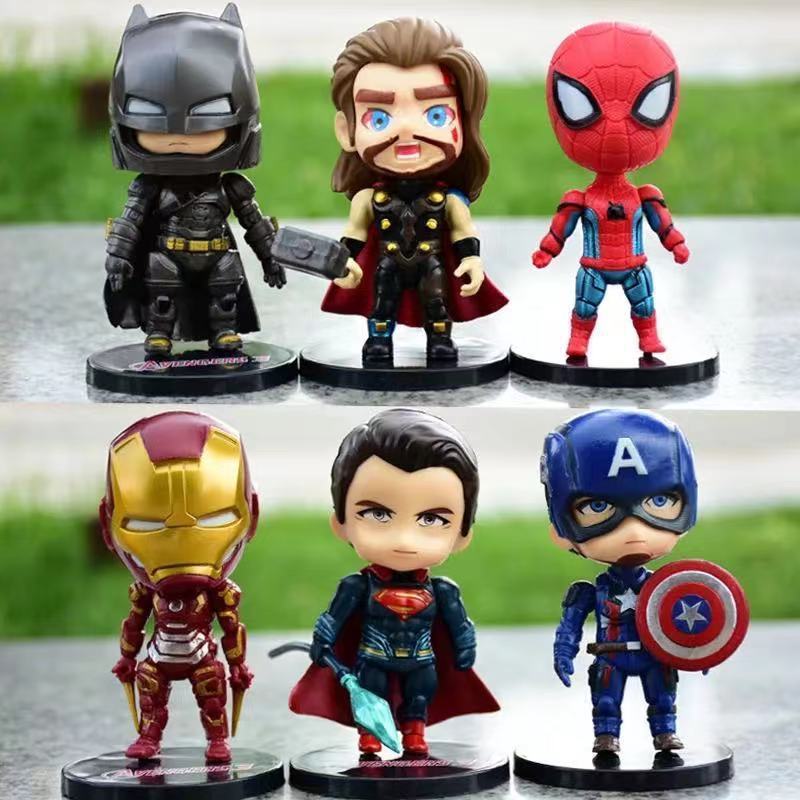 XRH Hot Sale SpiderMan Captain Iron Men Thor 6 Pcs Mini Blind box for Action Figures American Superhero statue