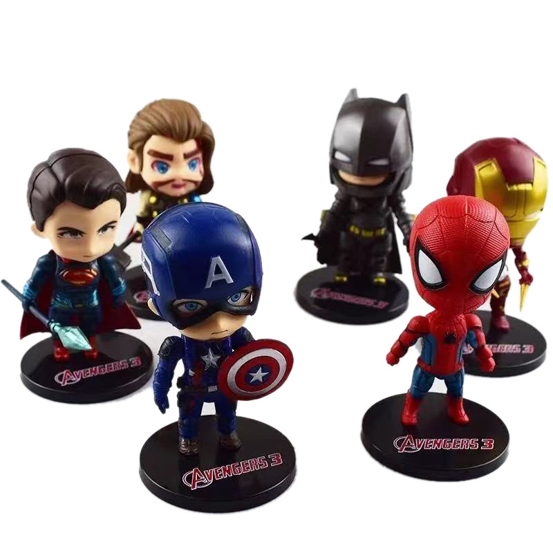 XRH Hot Sale SpiderMan Captain Iron Men Thor 6 Pcs Mini Blind box for Action Figures American Superhero statue