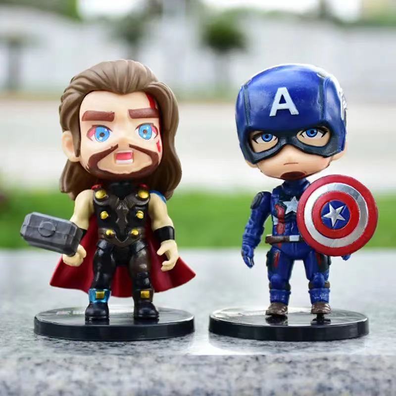 XRH Hot Sale SpiderMan Captain Iron Men Thor 6 Pcs Mini Blind box for Action Figures American Superhero statue