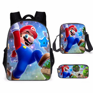 XRH Large School Bags Set Boys Children Backpack Kids Anime Mario Bros Printed Primary Mochila School Bagpack