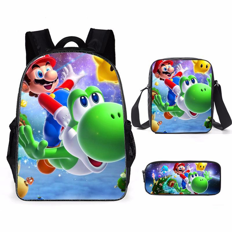 XRH Large School Bags Set Boys Children Backpack Kids Anime Mario Bros Printed Primary Mochila School Bagpack