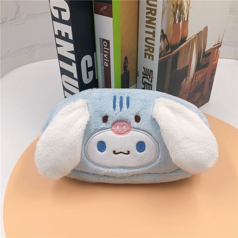 XR Sanrio pencil bag Cinnamoroll My Melody Kuromi Plush Large Capacity Stationery Student Pencil Case Anime Plush Toys