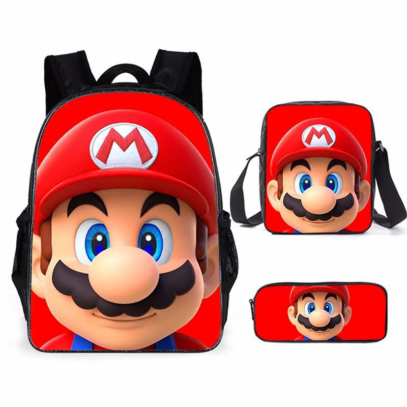 XRH Large School Bags Set Boys Children Backpack Kids Anime Mario Bros Printed Primary Mochila School Bagpack