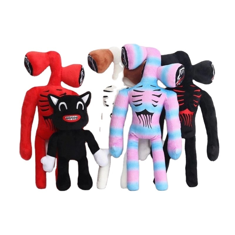 XRH Wholesale Anime Siren Head Plush Toy Cartoon Sirenhead Stuffed Doll Horror Black Cat Peluches Toys