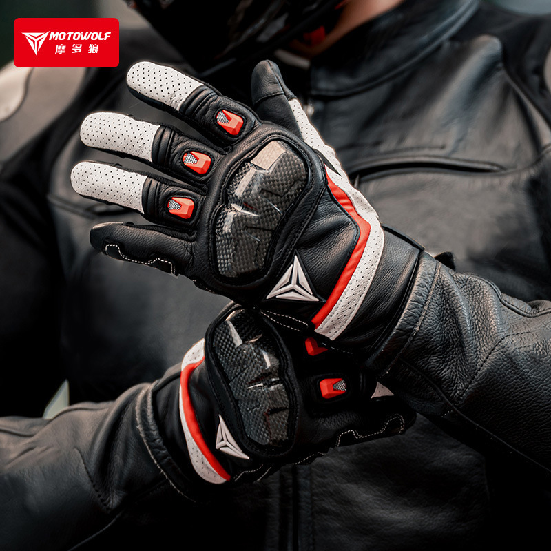 Hot Sell Full Finger Motorcycle Screen Touch Racing Leather Gloves Motorcycle Waterproof Glove