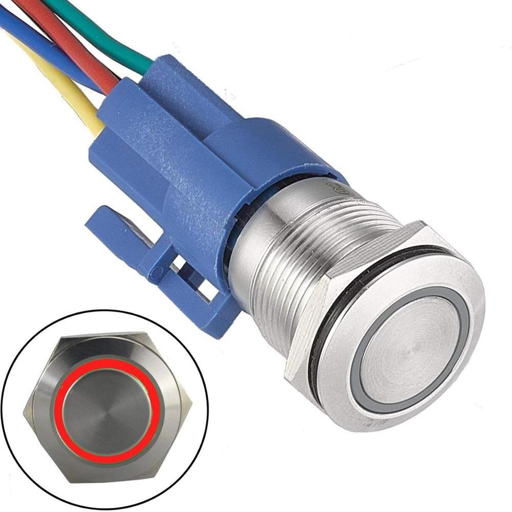 Blue color 19mm 24v round ring push button switch latching stainless steel