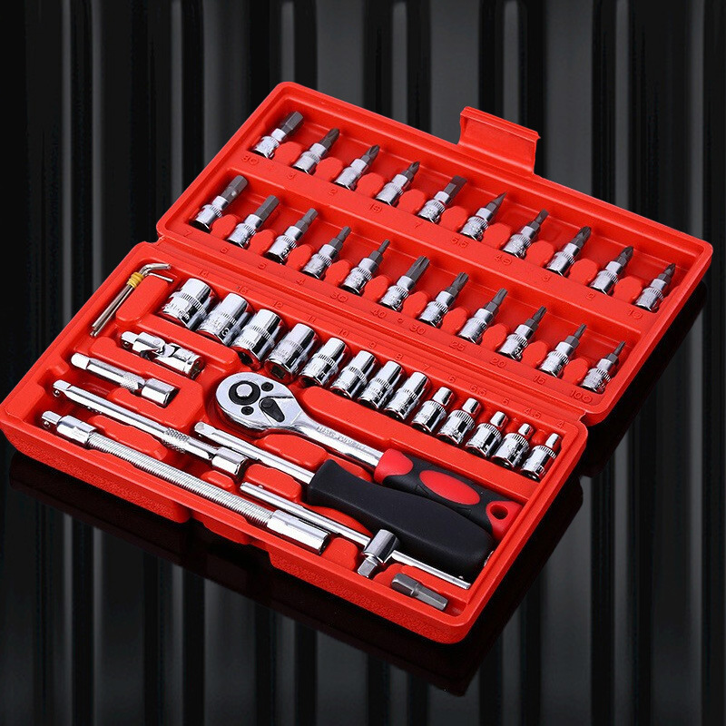 Professional Combination Set Auto Repair Tool Hand tools 46 pcs auto repair kit ratchet wrench set socket wrench set plastic box