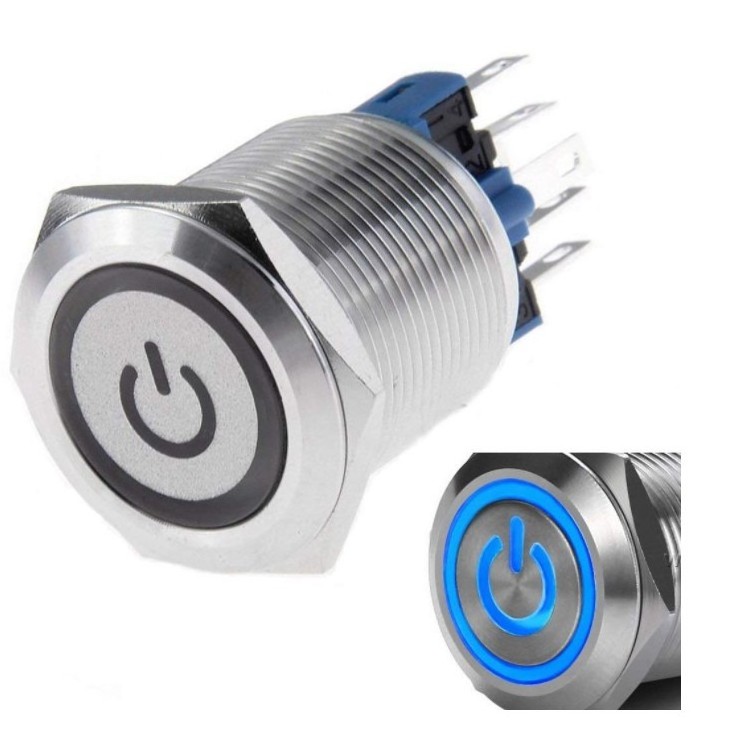 22MM SPDT Momentary stainless steel waterproof LED metal 12 volt push button switch