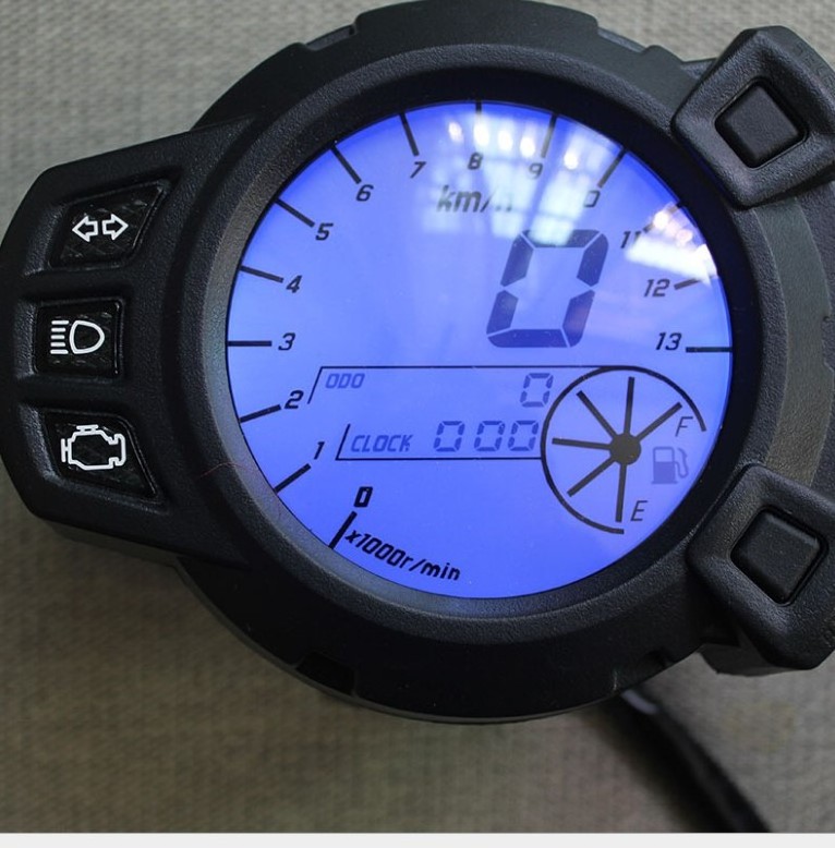 Factory hot selling digital night Lcd motorcycle dashboard 12V speedometer 15000RPM odometer max 299/h motorcycle meter