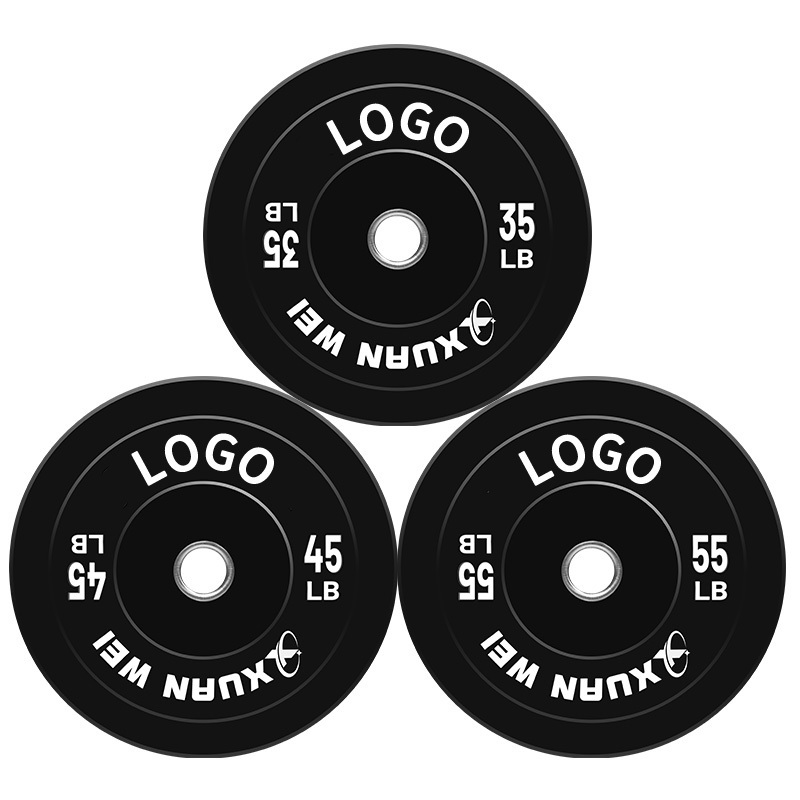 Factory Wholesale 5lb 10lb 15lb 25lb 35lb 45lb 55lb Rubber de pesas para musculacion Weight Barbell  Bumper Plate For Gym