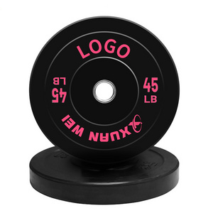 Factory Wholesale 5lb 10lb 15lb 25lb 35lb 45lb 55lb Rubber de pesas para musculacion Weight Barbell  Bumper Plate For Gym