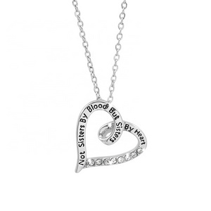 Fashion Heart Pendant Necklace Stainless Steel Chain Crystal Women Girls Sisters Friendship Jewelry Gift