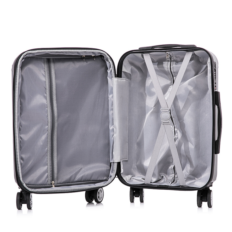 Classical Silver Abs Trolley Bags Travel Bags Suitcase Luggage With 360 Rotating 8 Spinner Wheels