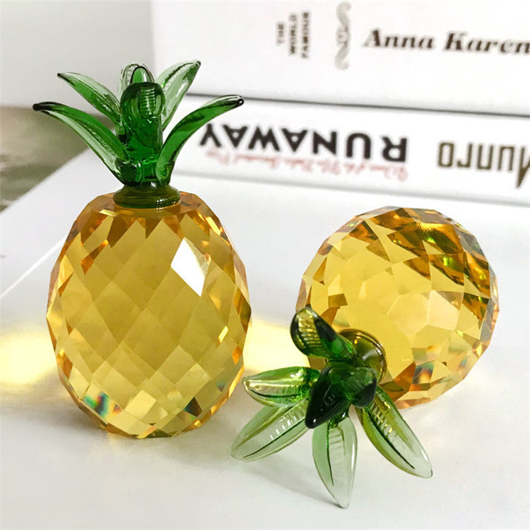 New items crystal Pineapple 3D model home decor crystal crafts  fruit ornament porcelain figurines wedding decorations