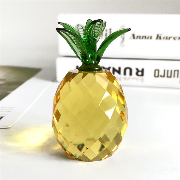 New items crystal Pineapple 3D model home decor crystal crafts  fruit ornament porcelain figurines wedding decorations