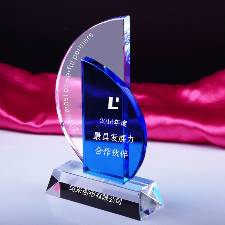 Hot sale customized crystal plaque glass trophy award