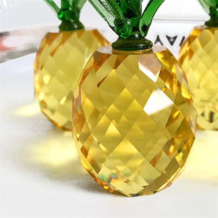 New items crystal Pineapple 3D model home decor crystal crafts  fruit ornament porcelain figurines wedding decorations