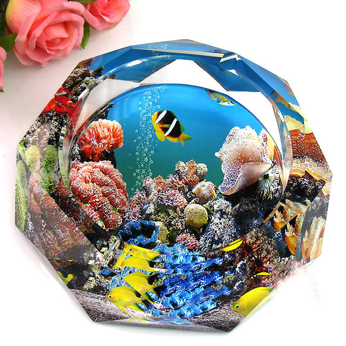 Shining Color printing crystal ashtray for business gift customized large European living room smoke glass ashtray