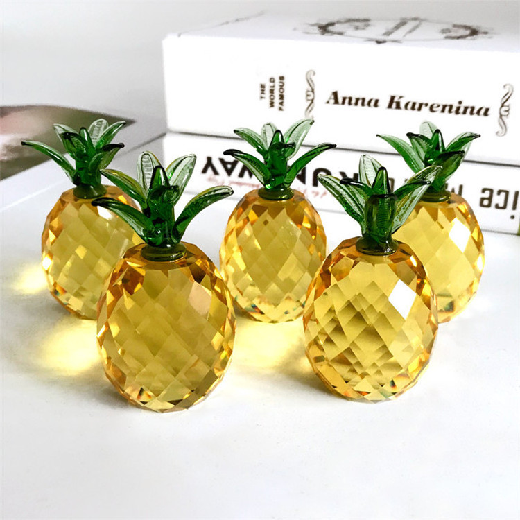 New items crystal Pineapple 3D model home decor crystal crafts  fruit ornament porcelain figurines wedding decorations