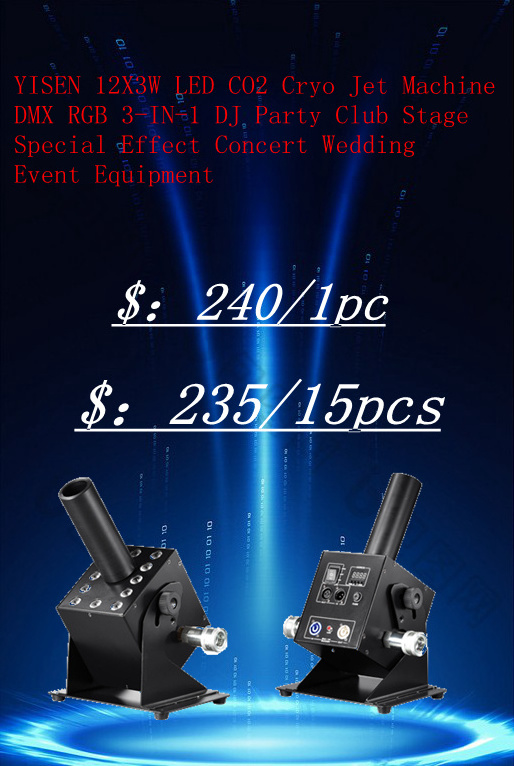 CO2 gun YISEN  Stage co2 jet machine DMX 12x3W LED RGB 3-IN-1 Concert Event Equipment DJ Party Club Stage Special Effect