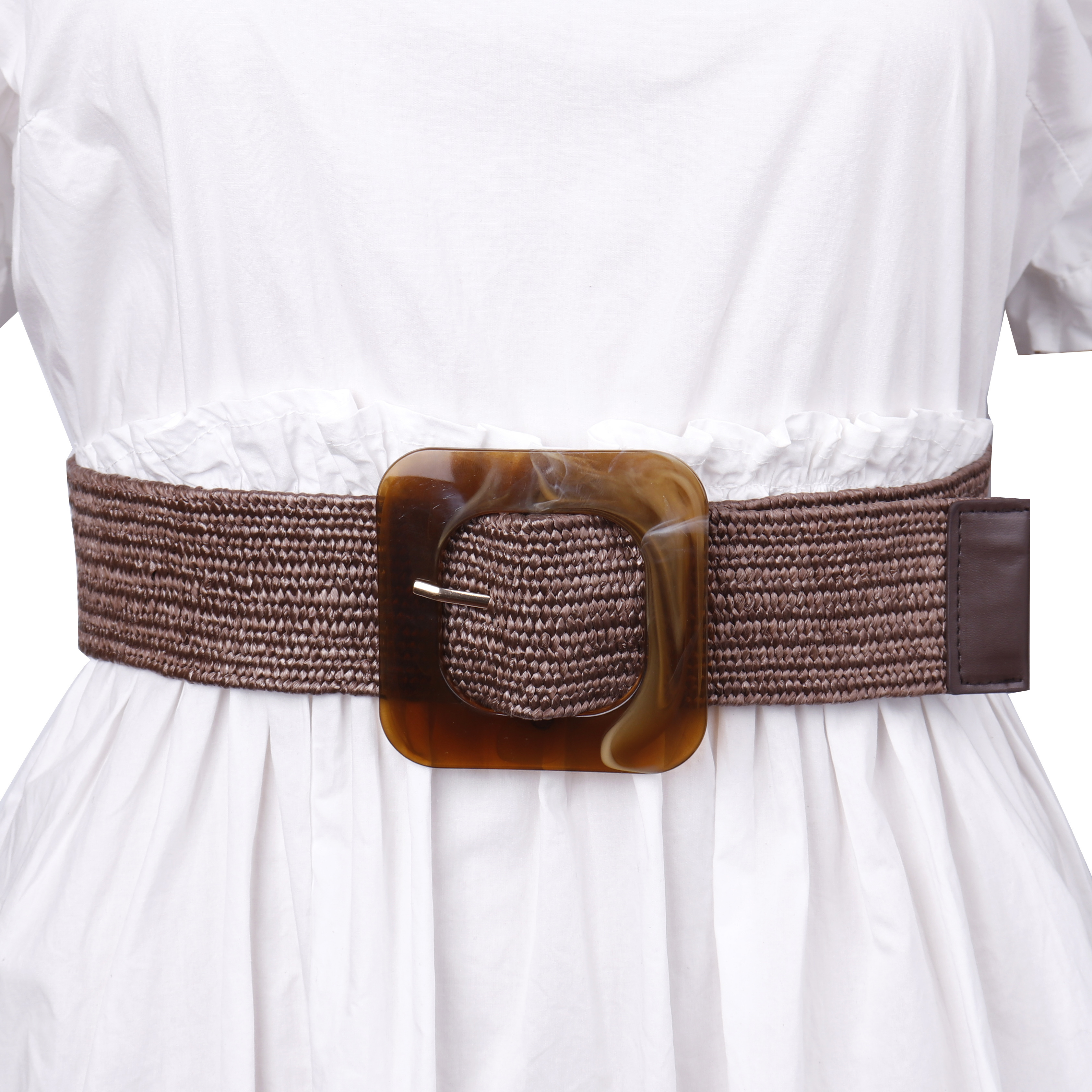 Wholesale Private Label Square Resin Buckle Elastic Weaving Belts