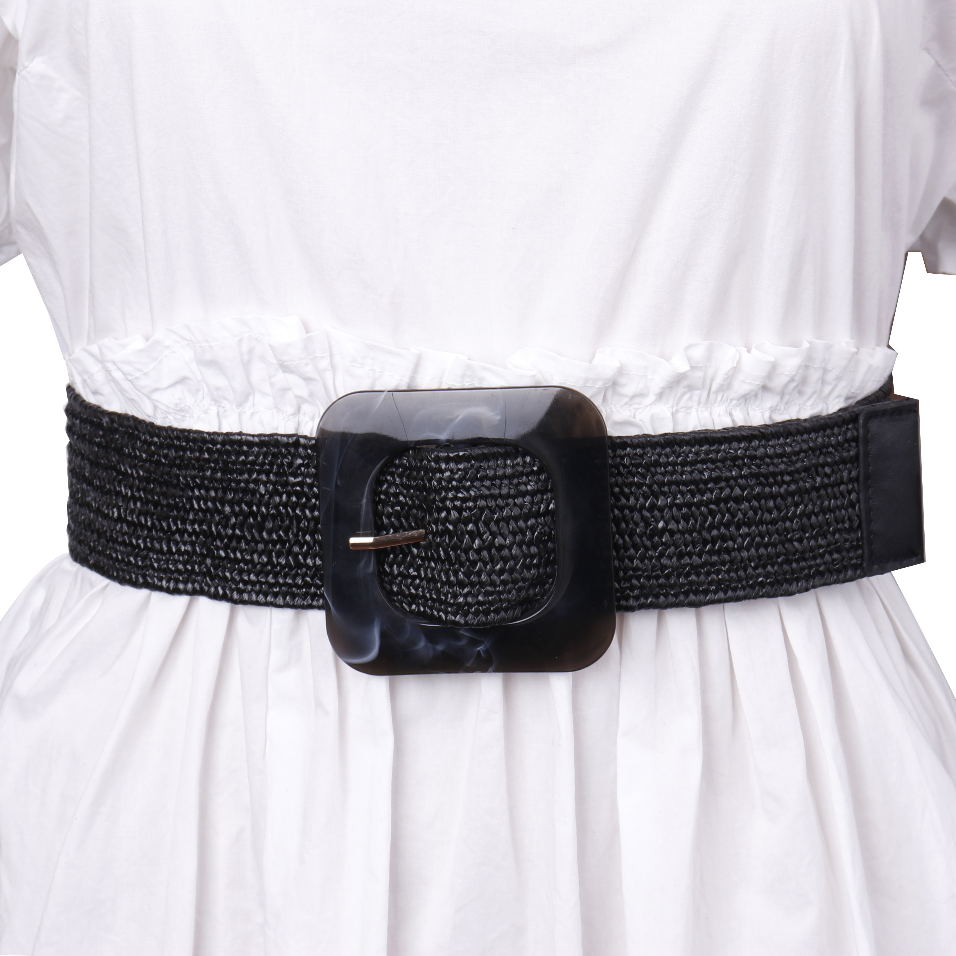 Wholesale Private Label Square Resin Buckle Elastic Weaving Belts