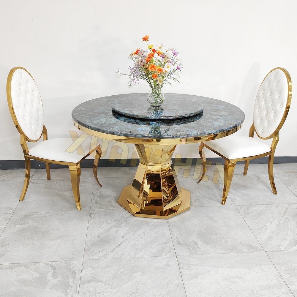 Dining room furniture gold restaurant modern luxury round marble river dining table set dining tables with rotating