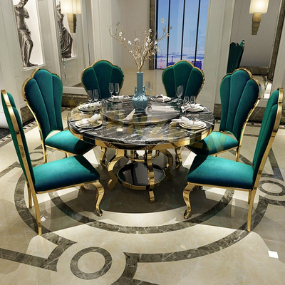 Living room furniture marble modern round dining table with rotating centre round marble dining table set dining tables