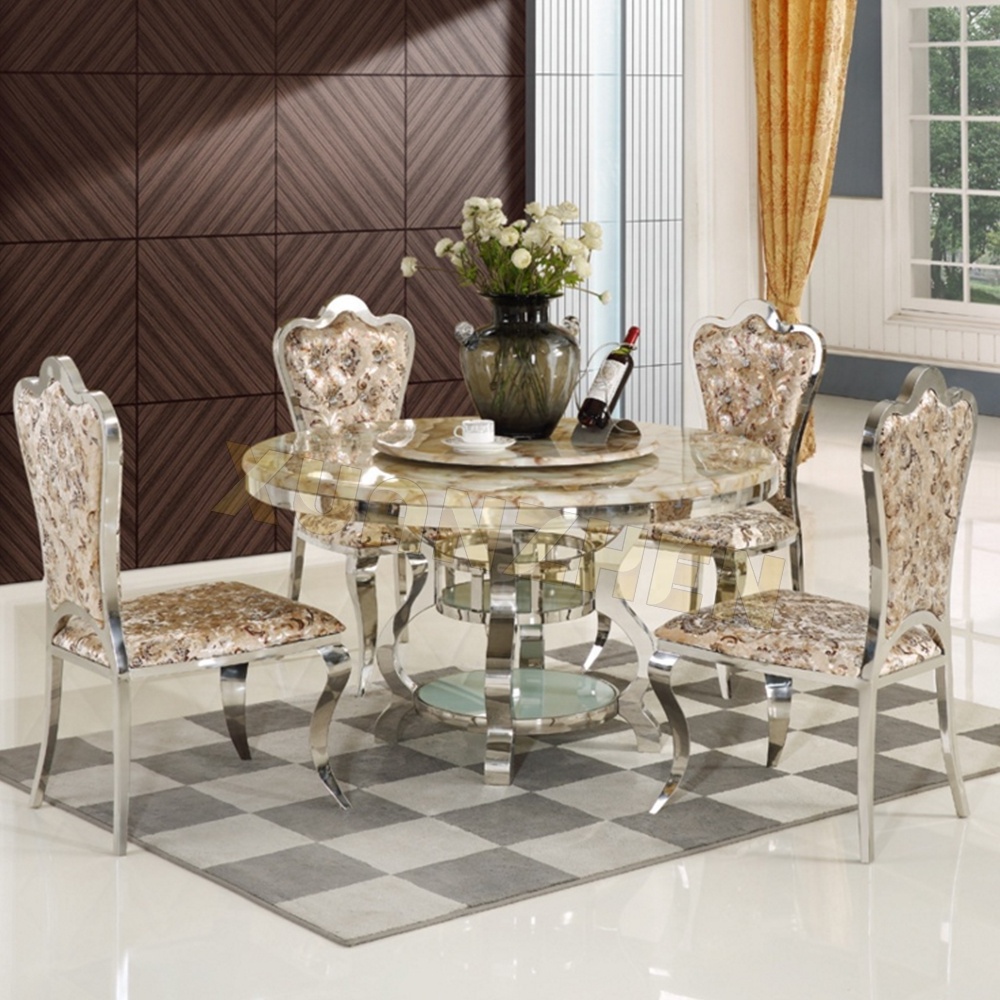 Living room furniture marble modern round dining table with rotating centre round marble dining table set dining tables