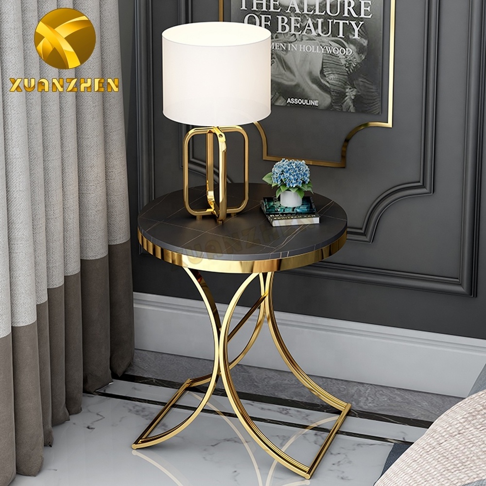 Living room furniture marble coffee table metal stainless steel side table modern tea table for sale