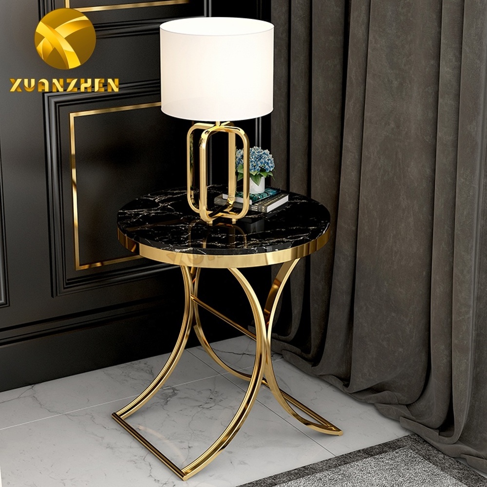 Living room furniture marble coffee table metal stainless steel side table modern tea table for sale