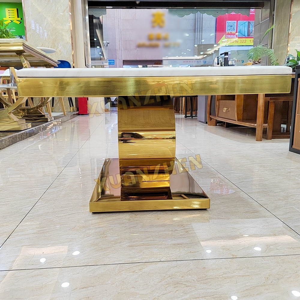 Living room furniture tv stand center table hotel mirrored gold marble coffee table modern luxury coffee tables