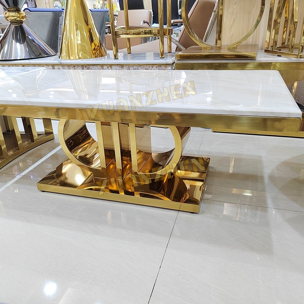 Living room furniture tv stand center table hotel mirrored gold marble coffee table modern luxury coffee tables