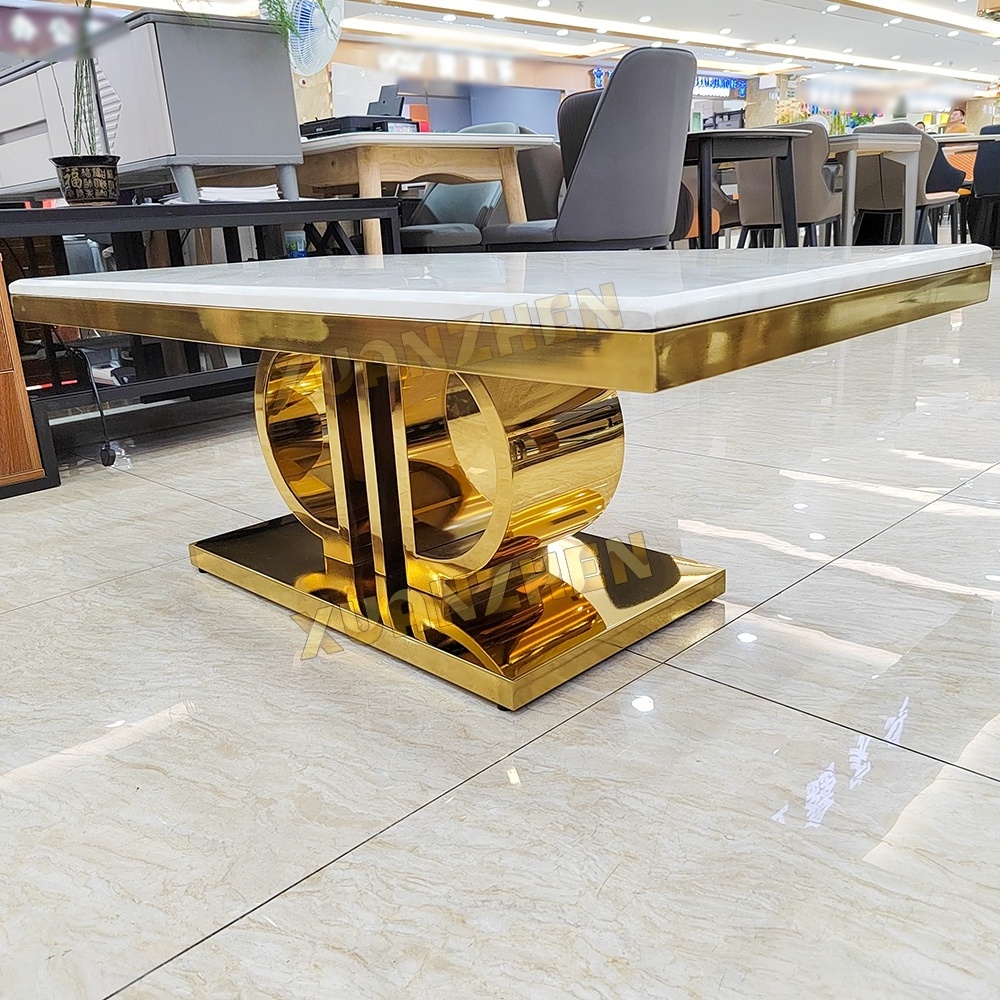 Living room furniture tv stand center table hotel mirrored gold marble coffee table modern luxury coffee tables