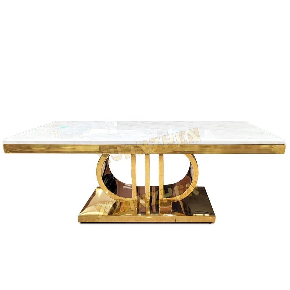 Living room furniture tv stand center table hotel mirrored gold marble coffee table modern luxury coffee tables