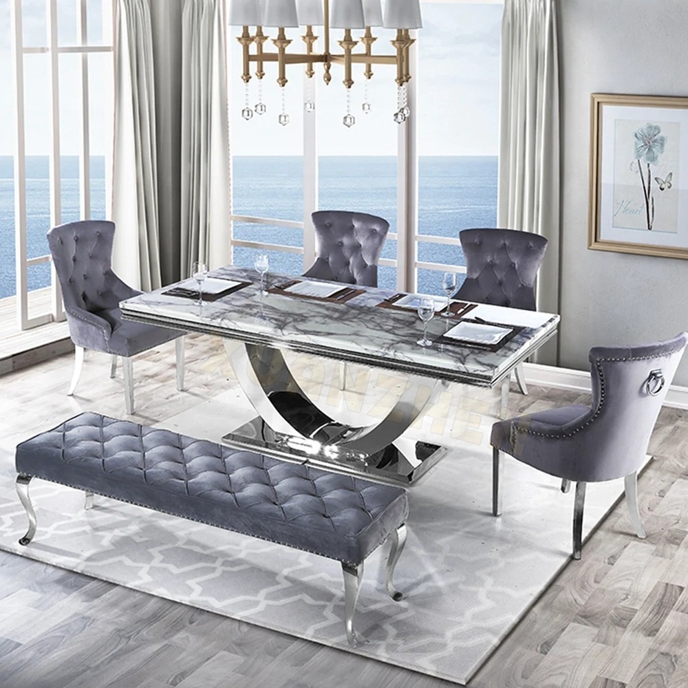 Morden luxury design marble top dining table set dining room furniture dinning table marble dining table with 6 chairs