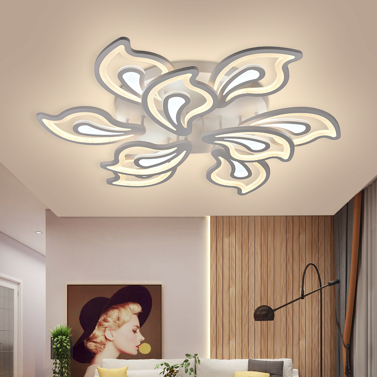 HUIQI Modern Romantic Flower Acyclic Lamp Dimmable Lighting Living Dining Room Indoor Home 252W Led Ceiling Light