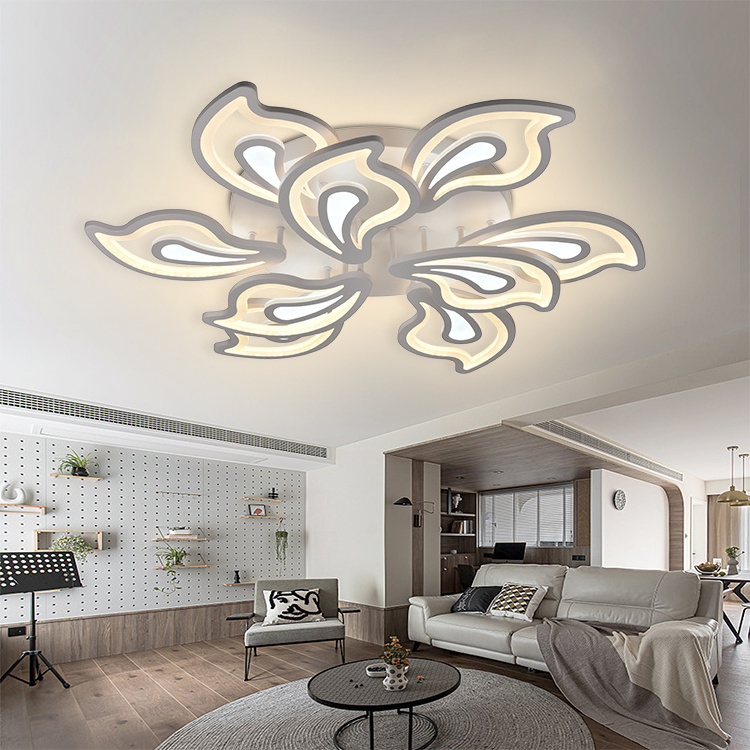 HUIQI Modern Romantic Flower Acyclic Lamp Dimmable Lighting Living Dining Room Indoor Home 252W Led Ceiling Light