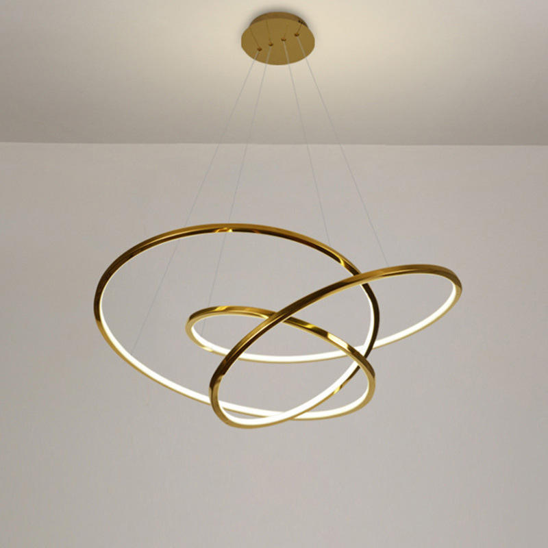 Modern Circle Chandelier Lighting Round Ring Gold Chandelier light For Hotel Dining Room Lamp Living Room Simple Decorate Lamp