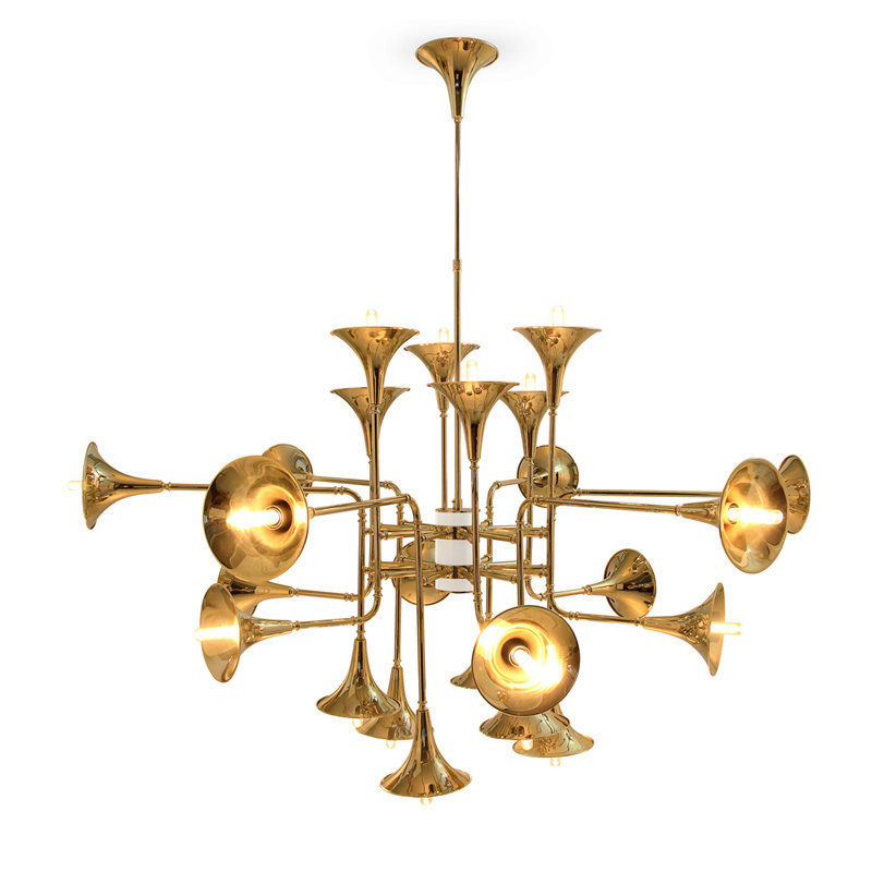 10.7-4 Metal Trumpet Chandelier Gold Chandelier Lamp Lighting Fixture for hotel decor