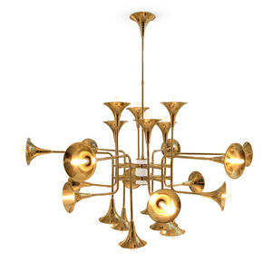 10.7-4 Metal Trumpet Chandelier Gold Chandelier Lamp Lighting Fixture for hotel decor