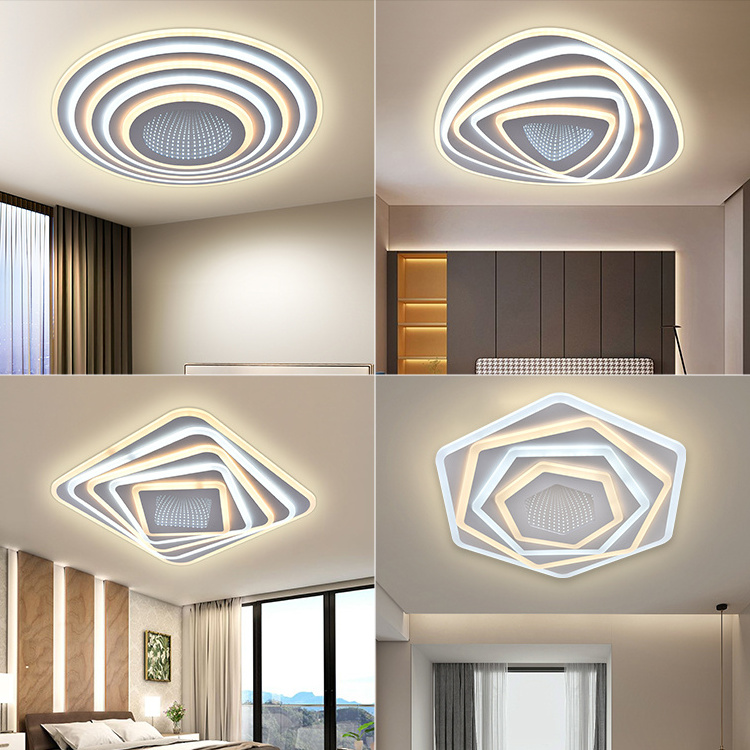 New Function 2.4G Dimming Remote Control Adjustable Geometry Design 3d Mirror Decoration Led Ceiling Lamp